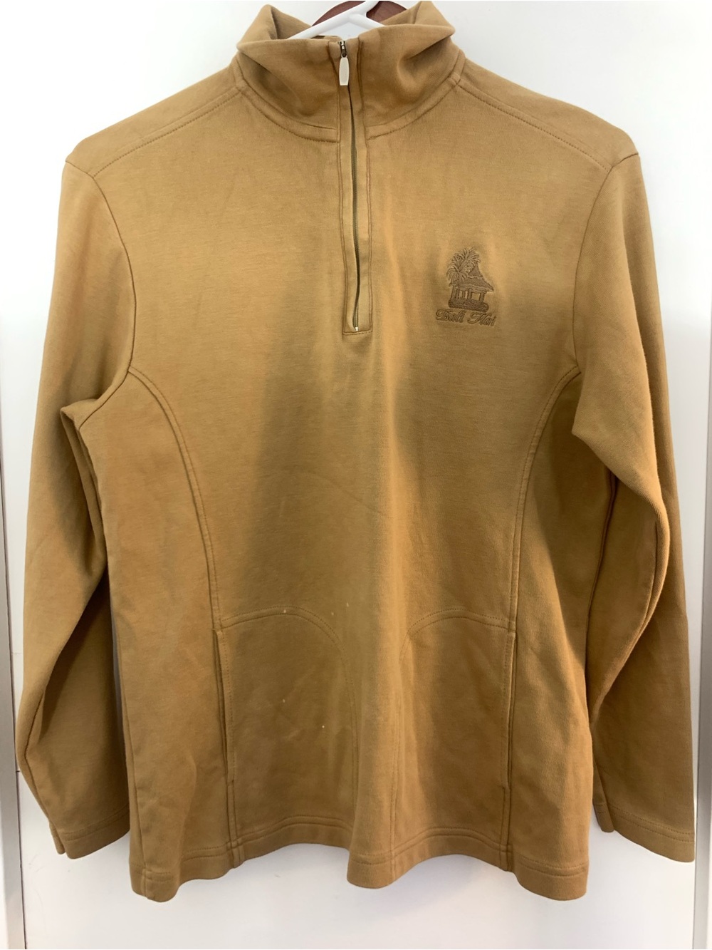 Vintage Fairway Greene Men's Zip-Up Pullover Sweater in Tan
